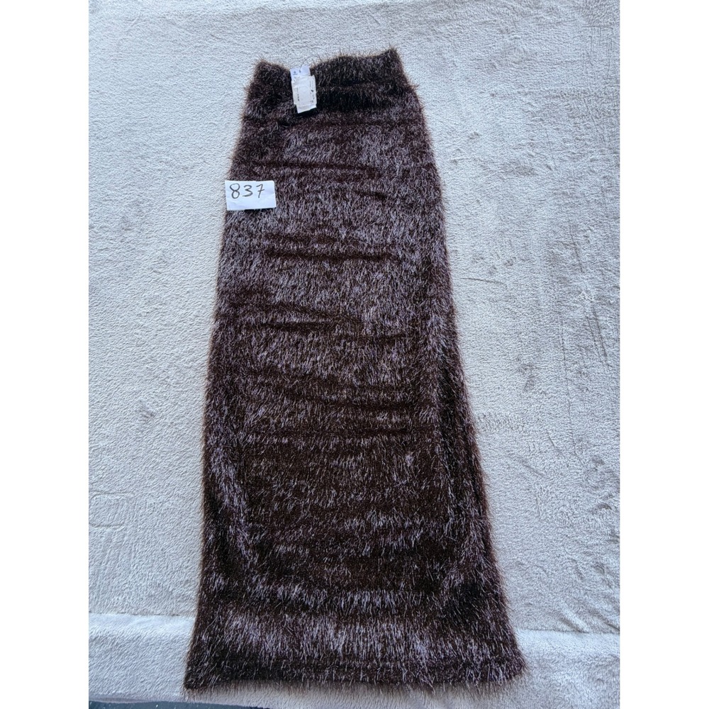 Topshop Eyelash Knit Maxi Skirt Womens US 0-2 Brown New Shimmer Metallic
